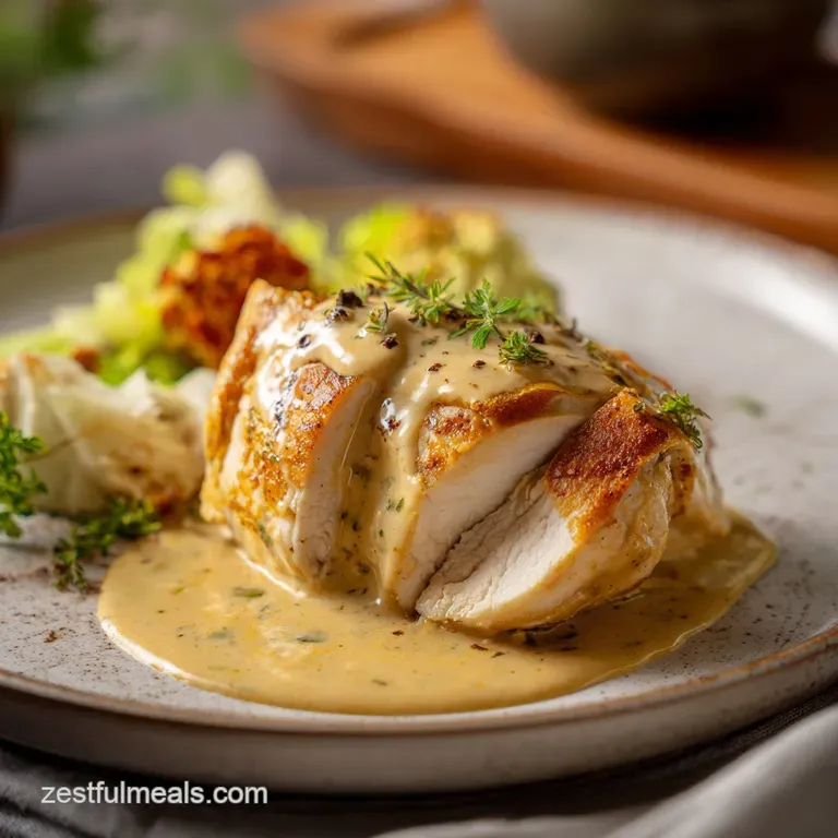 Perfectly baked chicken breast plated with vibrant green asparagus spears and creamy mashed potatoes; a balanced, inviting...