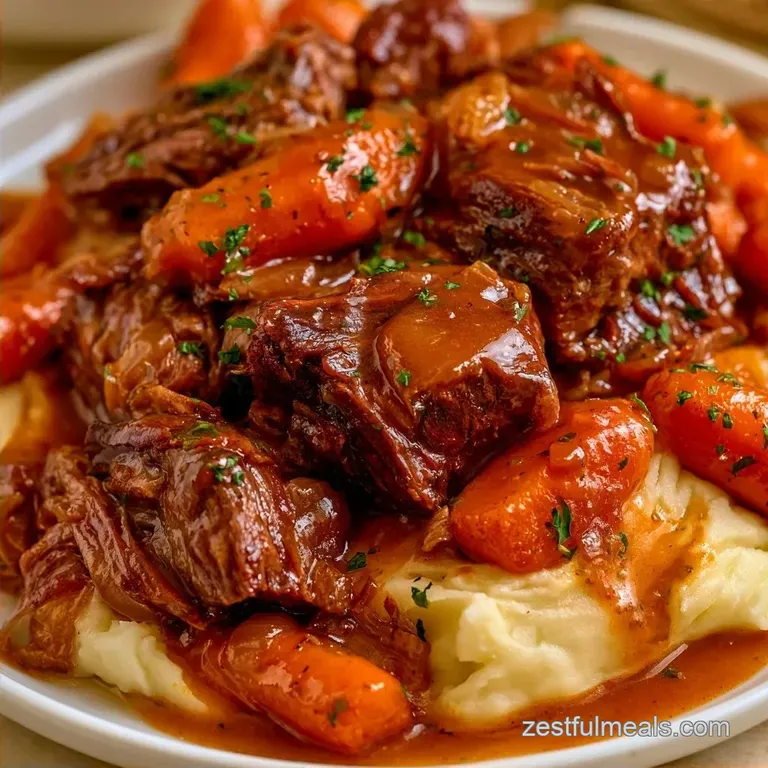 Tender Pot Roast with Mashed Potatoes and Gravy