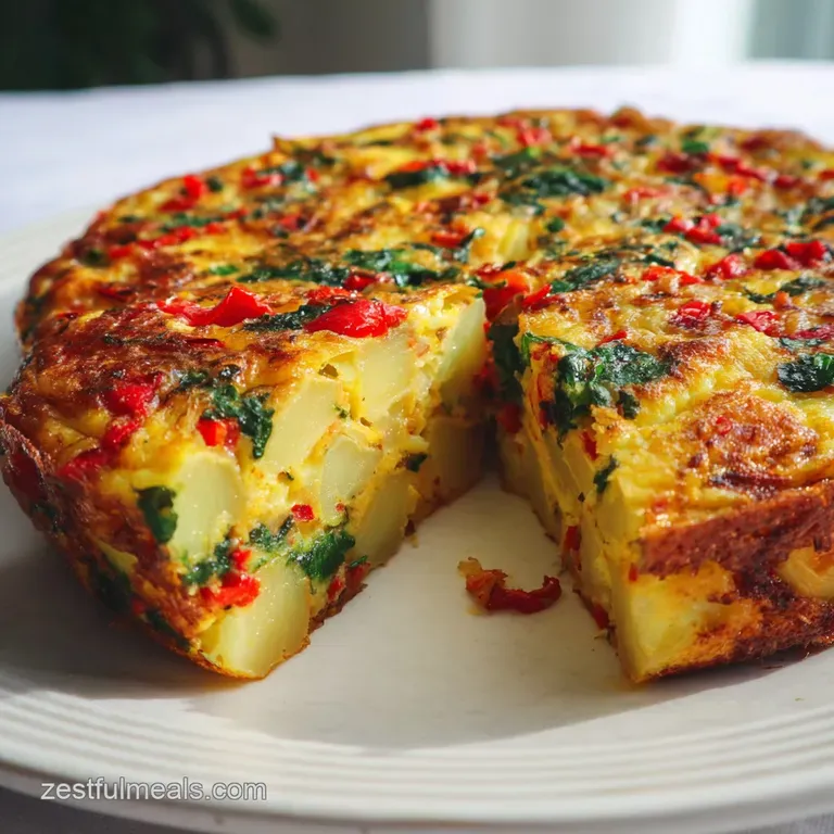 Frittata Recipe with Potatoes Red Peppers and Spinach