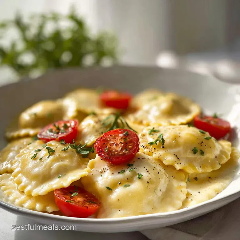 Ravioli with Alfredo: Creamy Garlic Sauce