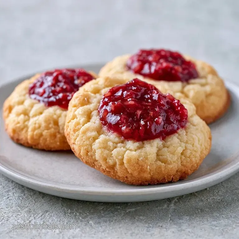 Rhubarb Thumbprint Cookies with Strawberries