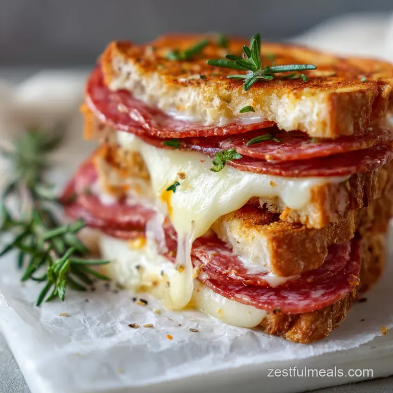 Salami and Cheese: Crispy Sourdough Delight