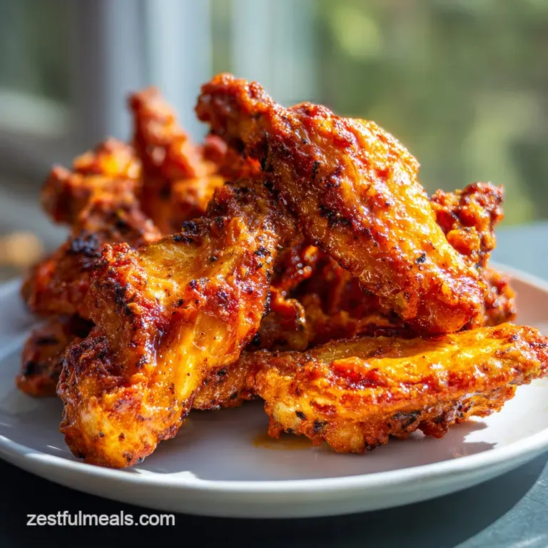 Buffalo wings artfully stacked on a plate, vibrant celery sticks and creamy dipping sauce offer a fresh, cool contrast.