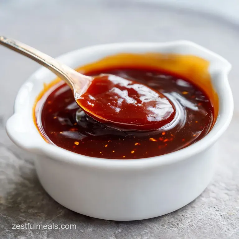 Ribs slathered in thick, caramelized honey BBQ sauce on a white plate. Garnished with fresh herbs for a bright, appetizing...