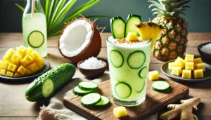 cucumber pineapple ginger coconut water rehydrate recipe